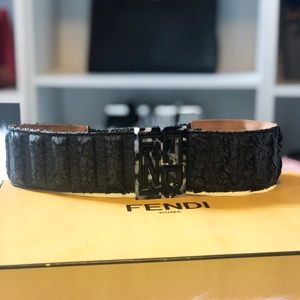 RARE Fendi Feather Resin Thick Waist Belt XS 65